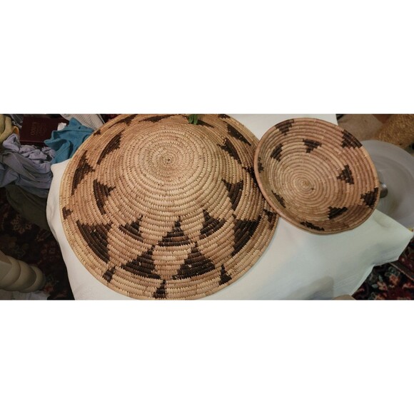 VTG Botswana Coiled Basket Bowl Set 2"Flight of the Swallows" Pattern hand woven - Picture 9 of 16